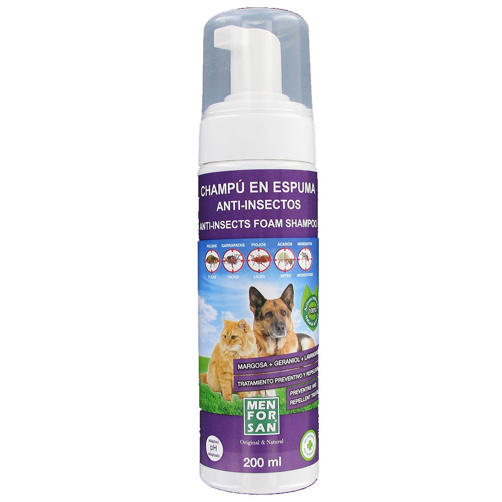 MENFORSAN CHAMPU ANTI INSECTOS ESPUMA PERROS Y GATOS 200ML