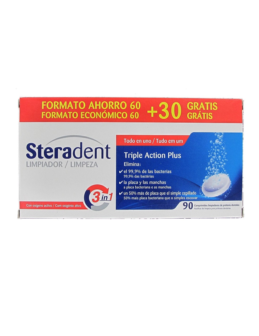 STERADENT TRIPLE ACCION PLUS 90 COMPRIMIDOS