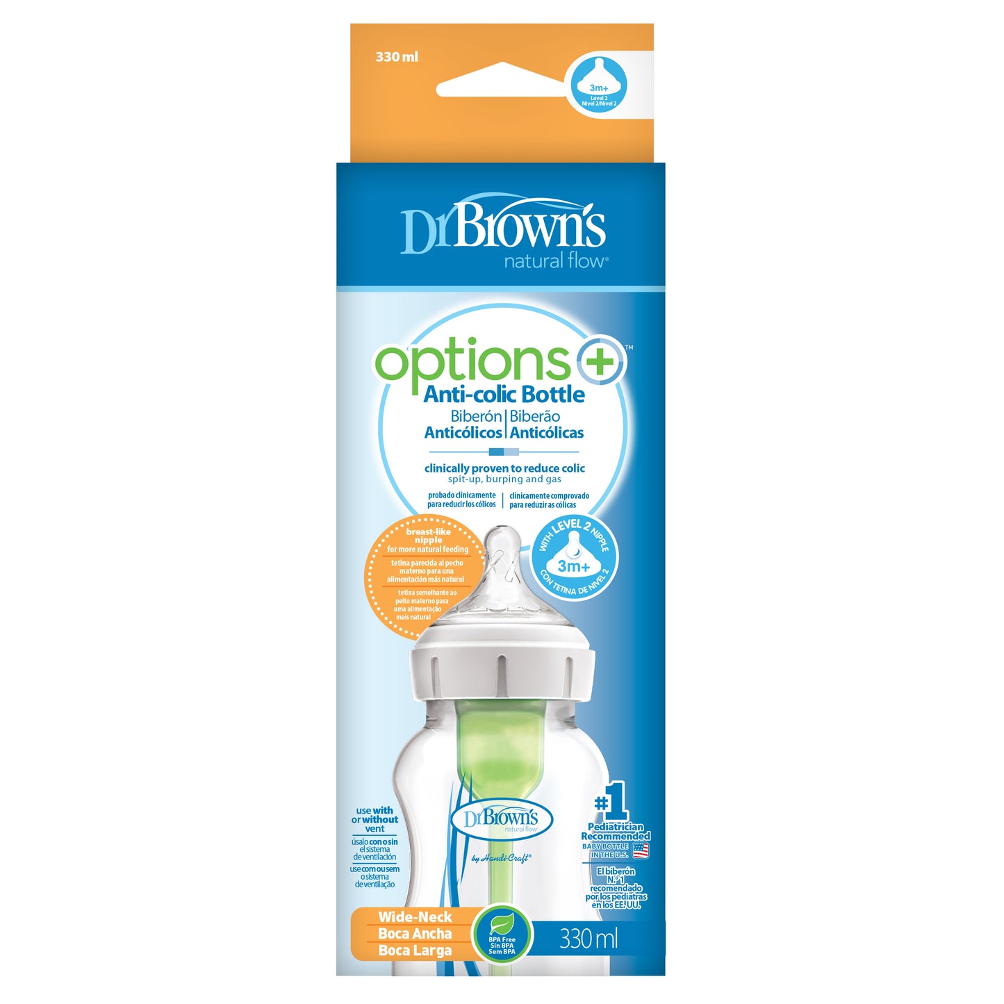 DR BROWNS BIBERON ANTICOLICO NIVEL 2 +3M 330ML