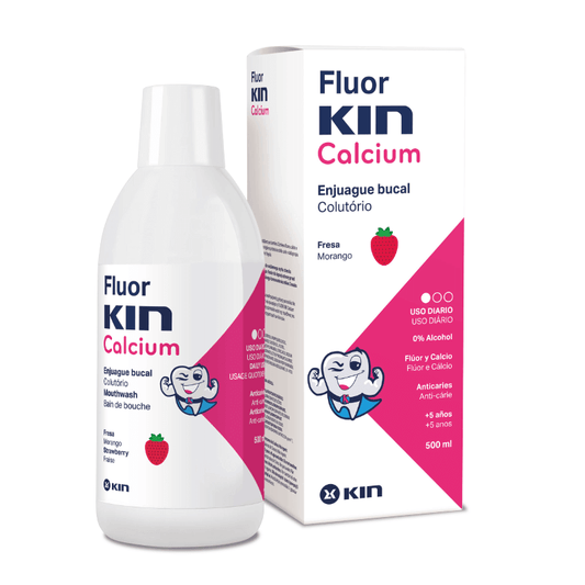 FLUOR KIN CALCIO ENJUAGUE BUCAL FRESA 500 ML