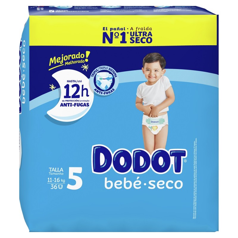 DODOT PAÑAL INFANTIL BEBE SECO 12H T-5 11-16KG